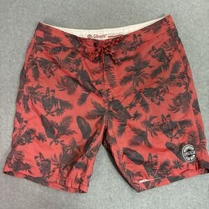 Element Watershorts Mens 34 Red Tropical Palm Print Board Shorts Swim Trunks